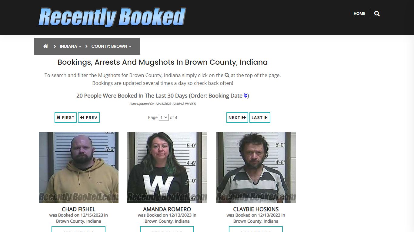 Recent bookings, Arrests, Mugshots in Brown County, Indiana