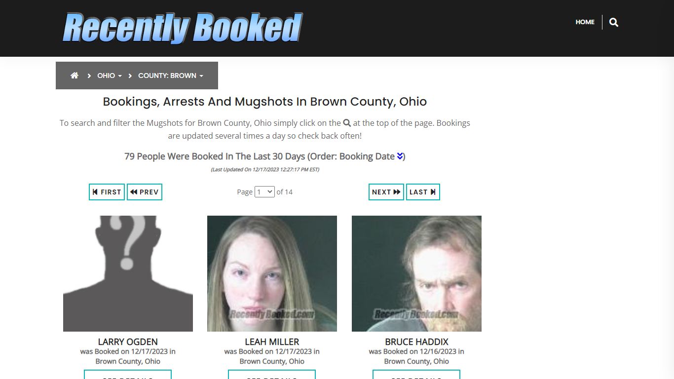 Recent bookings, Arrests, Mugshots in Brown County, Ohio - Recently Booked