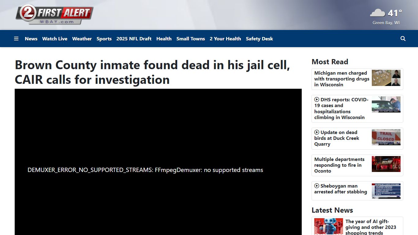 Brown County inmate found dead in his jail cell - WBAY